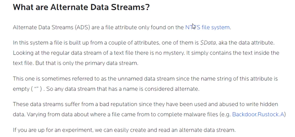 Alternate Data Streams