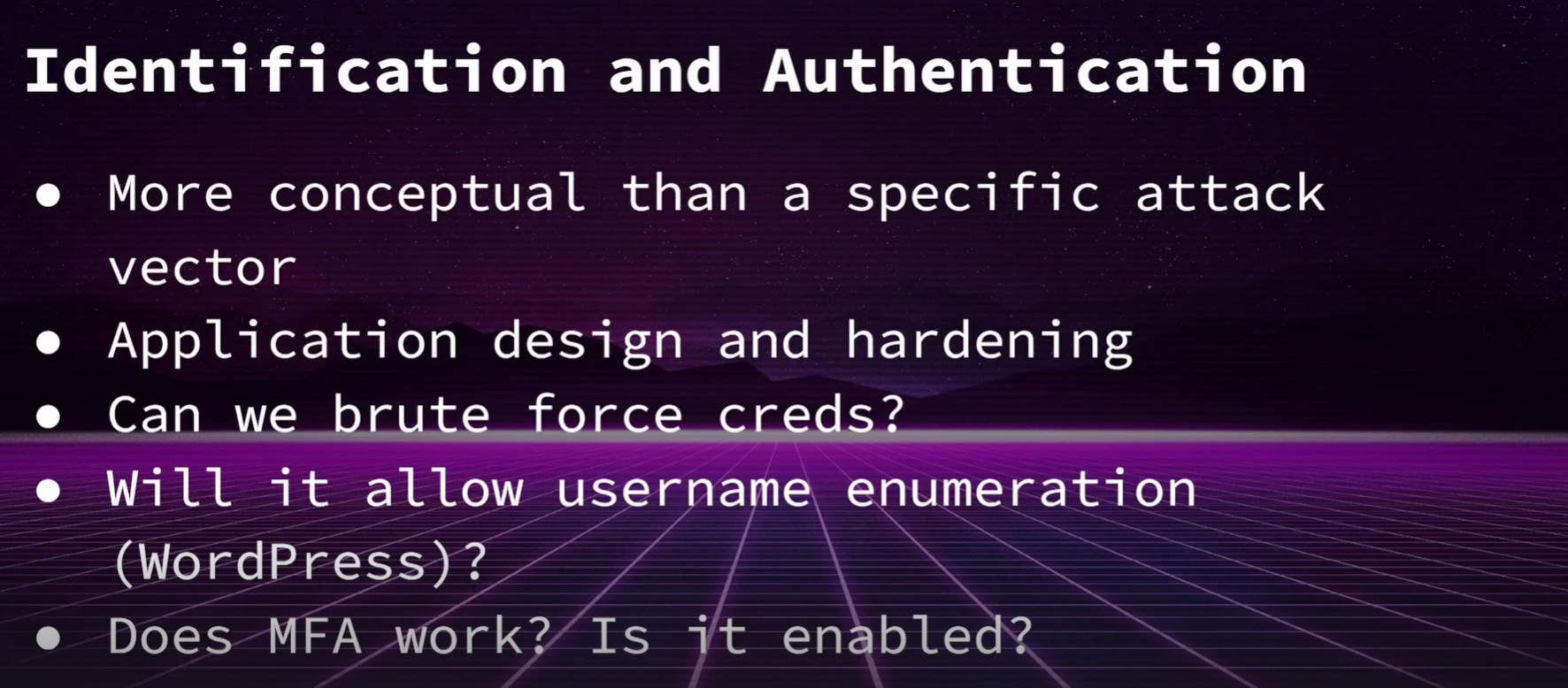 Identification and Auth Failures